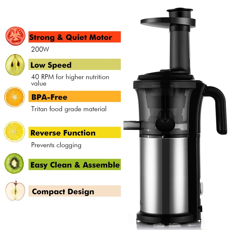 200W 40RPM ze stali nierdzewnej Masticating powolne Auger 200W 40RPM ze stali nierdzewnej Masticating powolne Auger