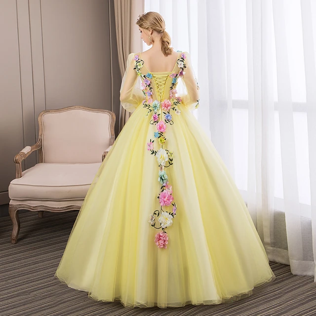 This classic yellow ball gown from Cinderella & Co. is fit for a fairy tale  bride! | Yellow wedding dress, Colored wedding dress, Ball gowns