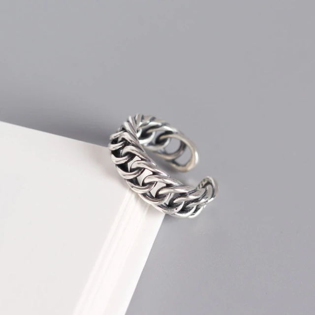 Vintage 925 Sterling Silver Retor Design Heavy Duty 6.8mm Wide