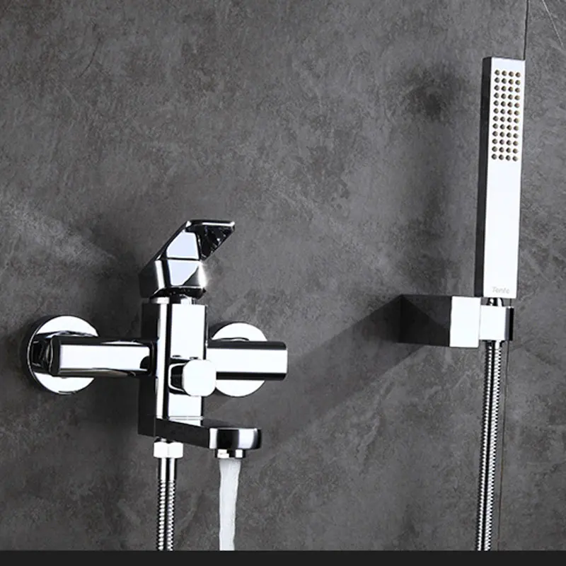 

Bath faucet cold and hot triple shower faucet mixing valve simple open bathtub sprinkler