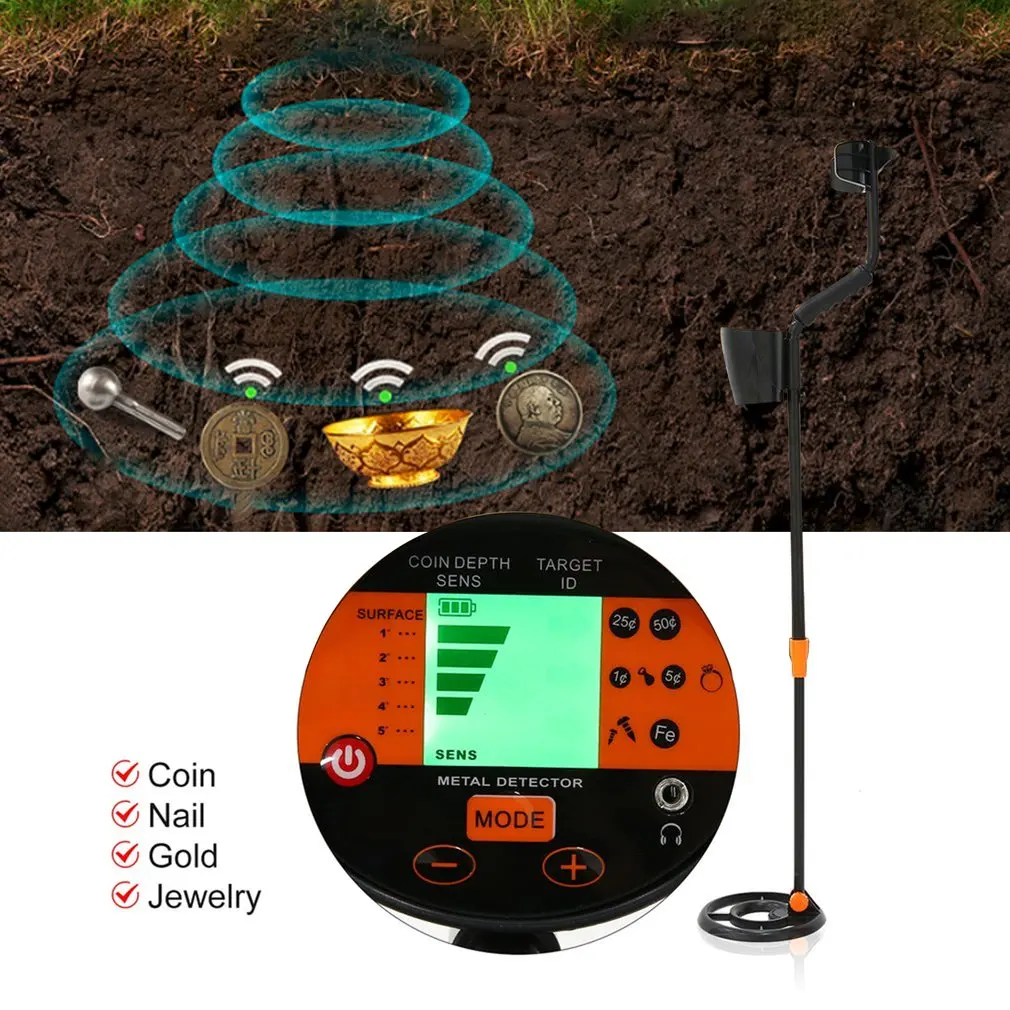 MD-3060 подземный металлоискатель ручной Охотник за сокровищами золотоискатель охотничий чувствительный Регулируемый сканер водонепроницаемый