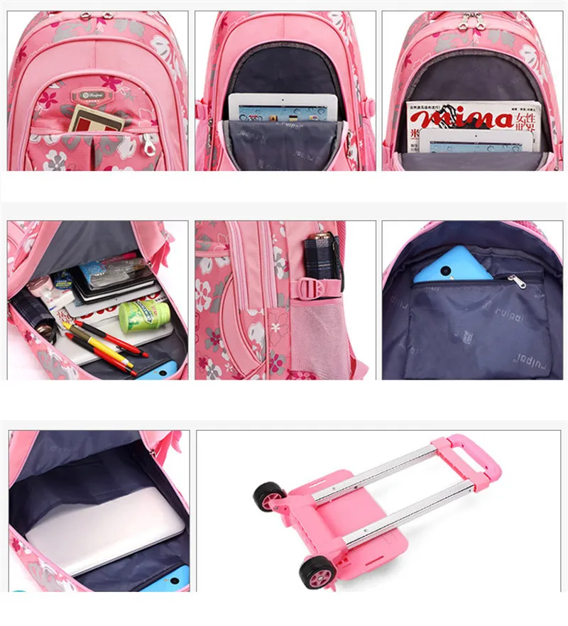 New Children Trolley Backpack School Bags For Grils Wheeled Bag New Children Trolley Backpack School Bags For Grils Wheeled Bag Student Detachable Rolling Backpacks Women Travel Mochila In From Luggage