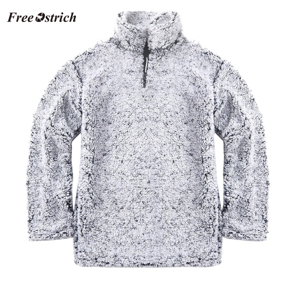 

Free Ostrich Men's Long-sleeved Sweatshirt In Solid Color Fluffy Winter Pullovers Warm Turtleneck Outwear Fleece Sweatshirt New