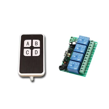 

Smart Home DC12V 4CH 4 keys RF Wireless Remote Control Switch Transmitter with Receiver 3 Working way Jog,self-lock,inter-lock