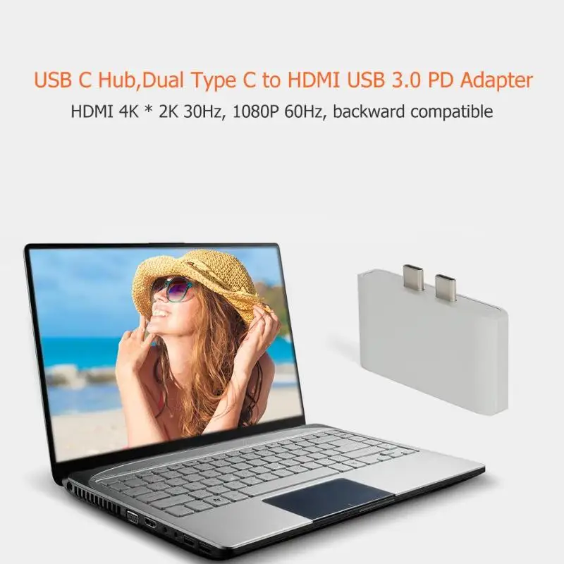 Adaptador Bluetooth двойной тип C до 4 к HDMI USB 3,0 PD 3 в 1 Splitter адаптер Bluetooth Recever для MacBook Pro ноутбука