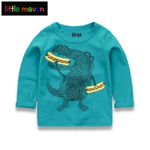 Коллекция года, Осенние рубашки для мальчиков блузка с длинными рукавами для маленьких детей, одежда для детей возрастом от 2 до 10 лет, Забавный динозавр, топ и футболка для детей