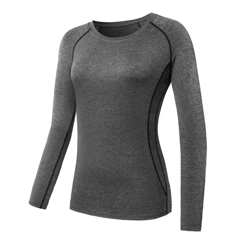 Women Compression Long Sleeve T-Shirts Casual Clothes Tights Long Sleeve Quick Dry Thermal Base Layer Tops polyester