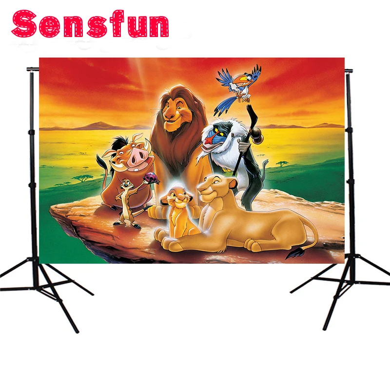 

sxy541 Sunset Sky Lion King Simba Sovereign Grassland Custom Photo Studio Backdrop Background Vinyl 220cm x 150cm