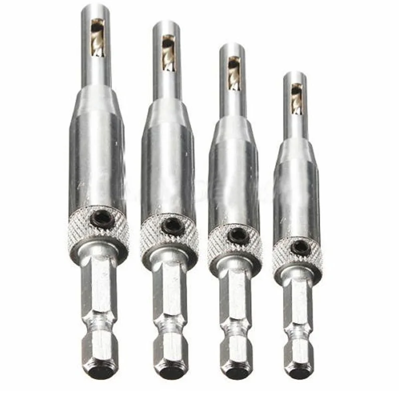 4pcs/set HSS Self Centering Door Cabinet Hinge Drill Bits Set 5/64 7/64 9/64 11/64