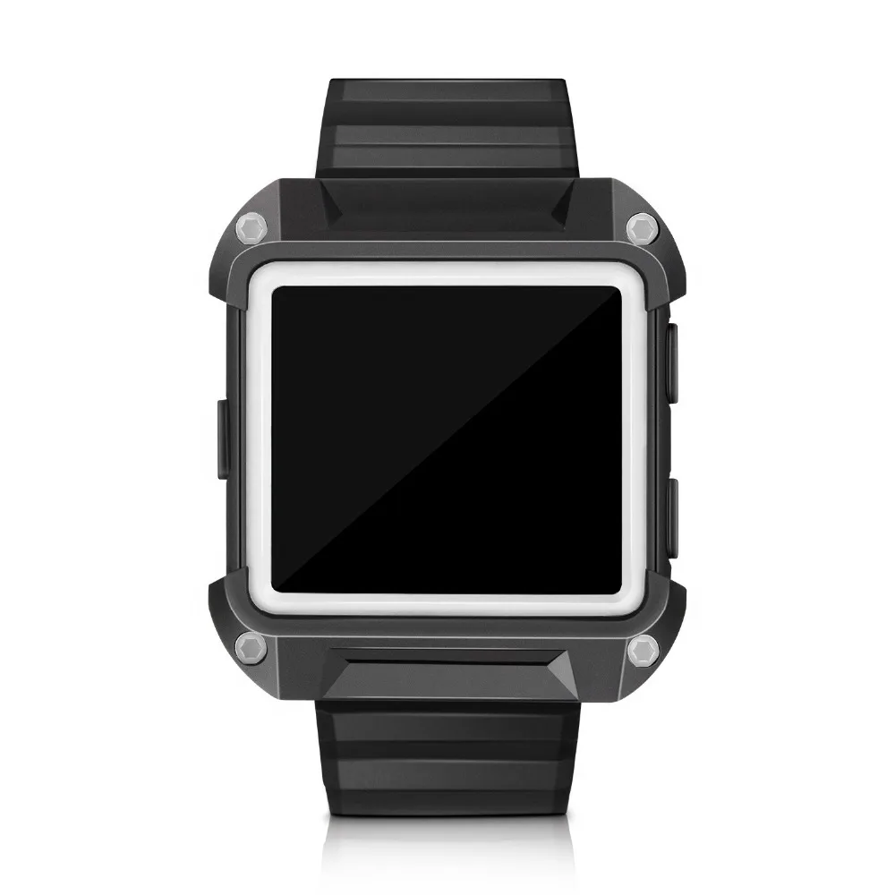 Модные Fitbit Blaze группы Спорт замена силиконовый ремешок с черным Рамки для fitbit Blaze Смарт-фитнес часы черный/белый