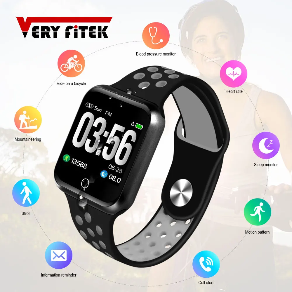 Price VERYFiTEK S226 Smart Watch Blood Pressure Heart Rate Monitor IP67 Fitness Bracelet Watch Women Men Smartwatch for IOS Android