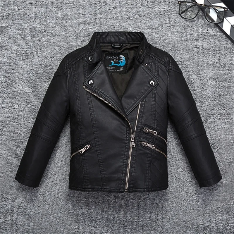 

Boys Girls Leather Motor Jacket for Fall Spring Kids Warm Coat PU Leather Bomber Children's Clothing baby girl winter clothes
