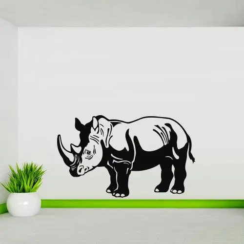 

African Animal Wall sticker Rhino Animal Africa Horn Asia Mural Wall Sticker Black Removeable Rhino Bedroom Home Decoration