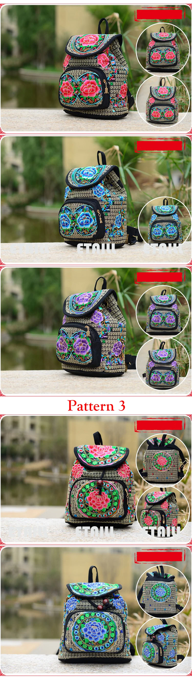 Embroidery Embroidered Backpack 1-2