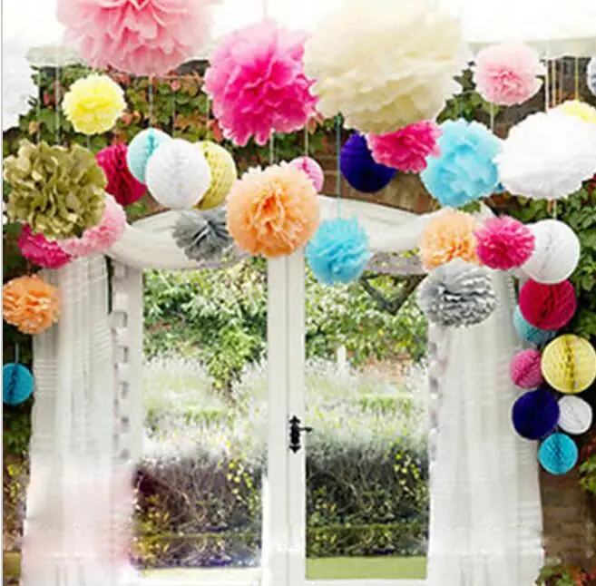 30 Цвета 16 дюймов (40 см) висит свадебные круглые бумажные салфетки Pom Poms цветок