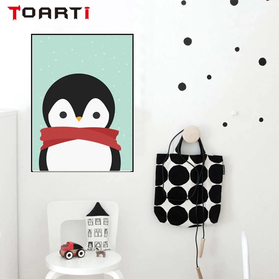 Cartoon Monkey Penguin Vivid Animals Wall Art Murals Poster&Prints Canvas Painting For Kids Bedroom Modular Picture Home Decor (5)