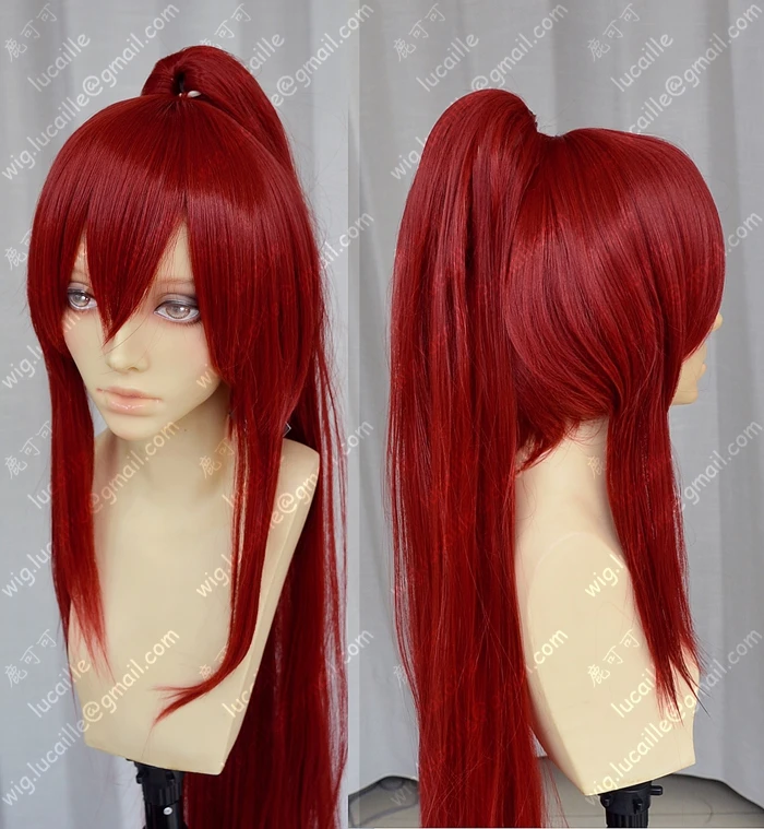 Cap Fairy Tail Erza Scarlet 2Ponytail Anime Costume Cosplay Wig Track Number