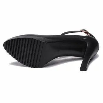 GKTINOO Lady Pumps Pointed Toe Office Lady Pumps Buckle Strap Platform High Heels Women Shoes Four Season Leather Shoes 5