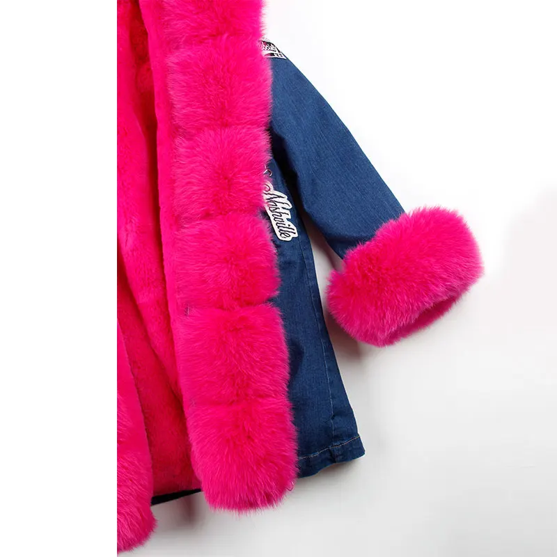 Парка женская зимняя из натурального меха лисы|denim parka|winter jacket womenfur parka |