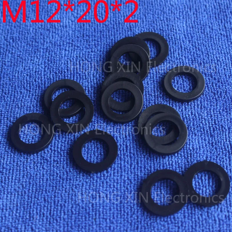 M12*20*2 Black 100pcs Nylon Washer Plastic Flat Spacer Washer Thickness