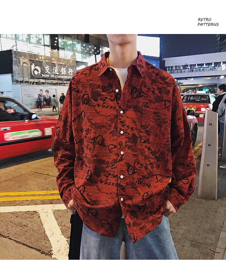 Privathinker Мужская и женская рубашка с длинным рукавом и буквенным принтом, мужская повседневная Корейская уличная рубашка в стиле хип-хоп, мужские осенние Рубашки
