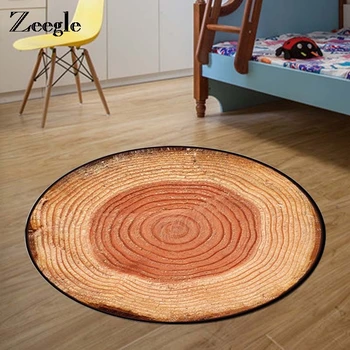 

Zeegle Country Style Tree Rings Wood Round Rug Stripe Purple Carpet For Living Room Kids Play Area Rug Anti-slip Bedroom Mat