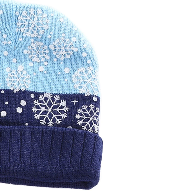 ROPALIA Two-Piece Set Christmas Children Snow Printed Beanie Hat Striped Scarf Neck Wraps Girl Boy Holiday Headwear Accessories
