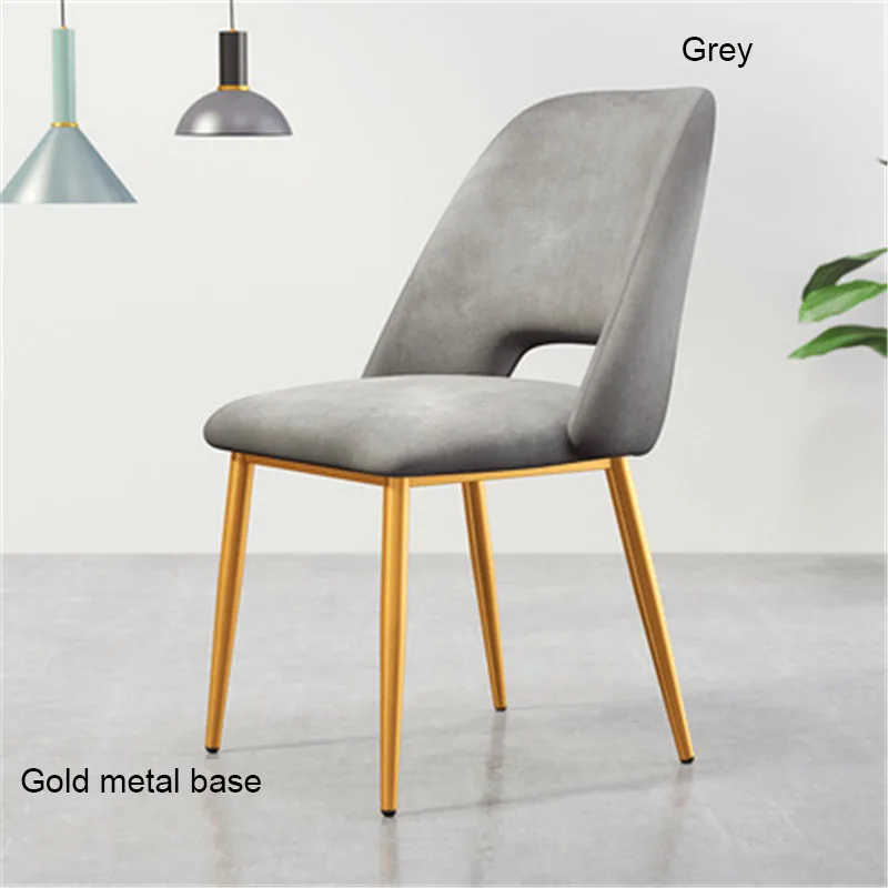 Современный в стиле минимализма нордический нержавеющий стальной обеденный стул Повседневная мебель домашний стул ресторан кухня диван для кафе стул - Цвет: Gold base Grey