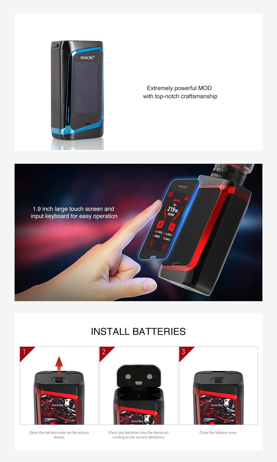 SMOK MORPH 219 Touch Screen TC Box MOD