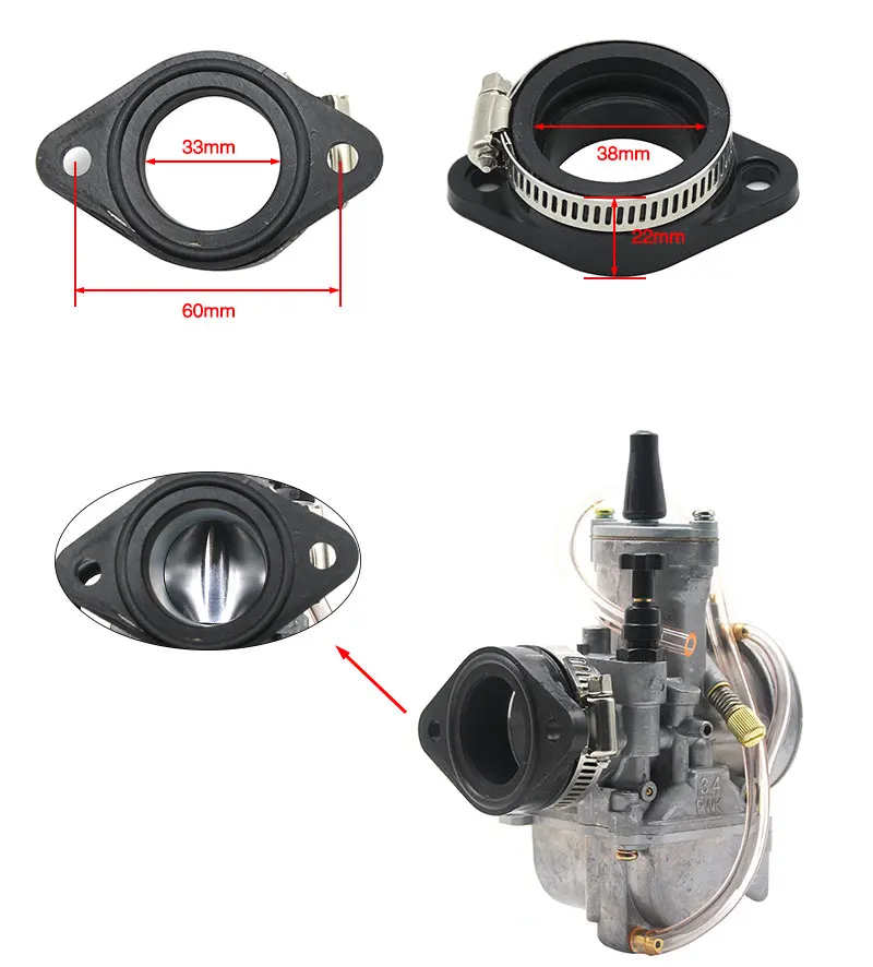 ZSDTRP универсальный мотоцикл карбюратор адаптер впускной трубы резиновый разъем Fit Koso PWK 21 24 26 28 30 32 34 мм карбюратор