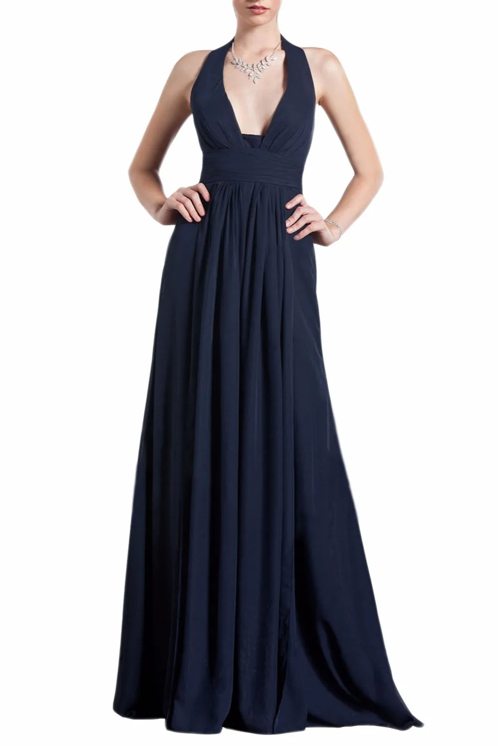 Simple Womens Pleated Chiffon Long Wedding Party Dress Halter Neck Off the Shoulder A Line Bridesmaid Dresses 2017 | Свадьбы и