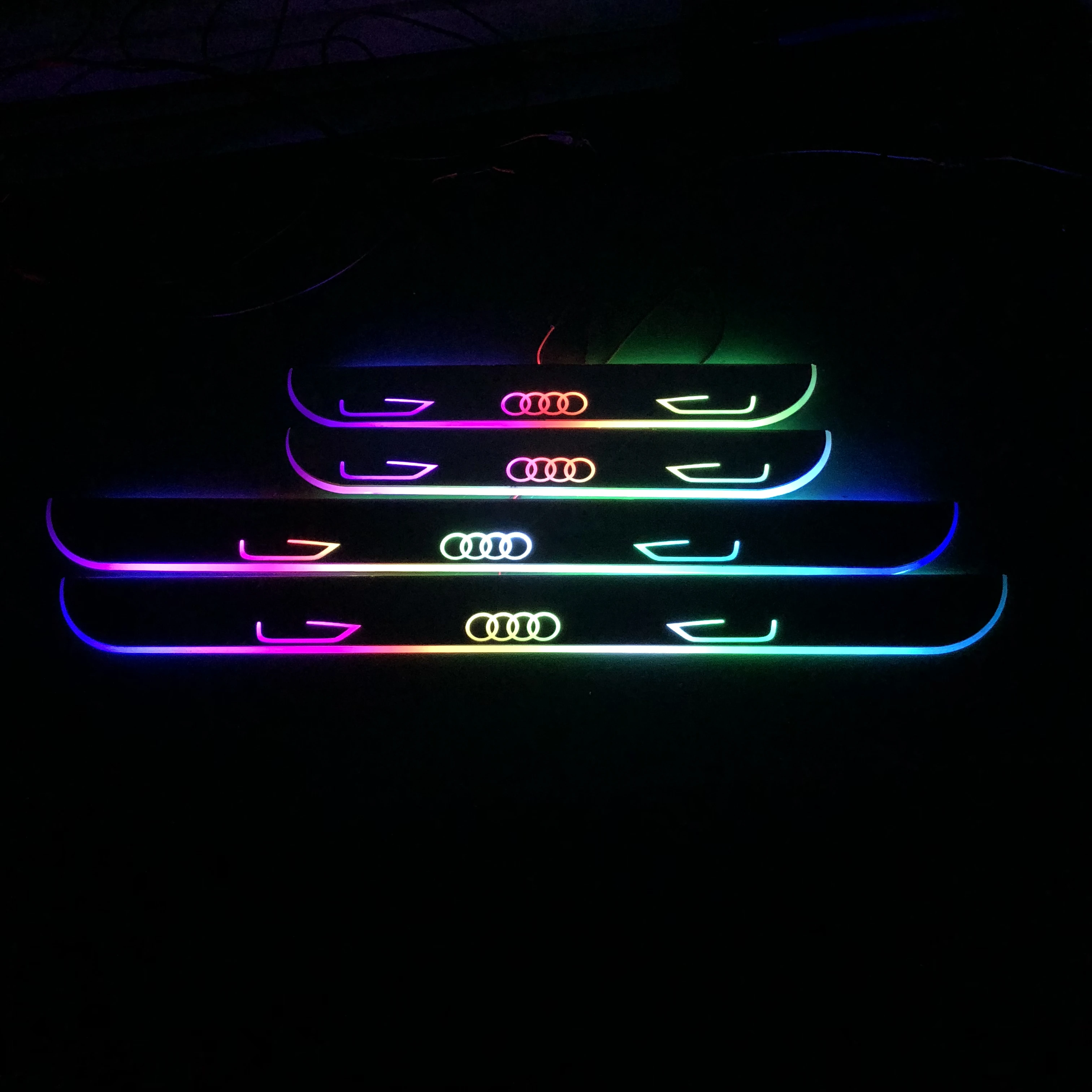 

RQXR led moving door scuff for Audi series dynamic door sill plate flat lining overlay Car accessories