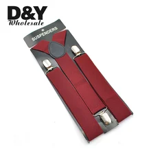 Новинка 3,5 см широкие модные "бордовые" подтяжки мужские унисекс клип на подтяжках Эластичные подтяжки