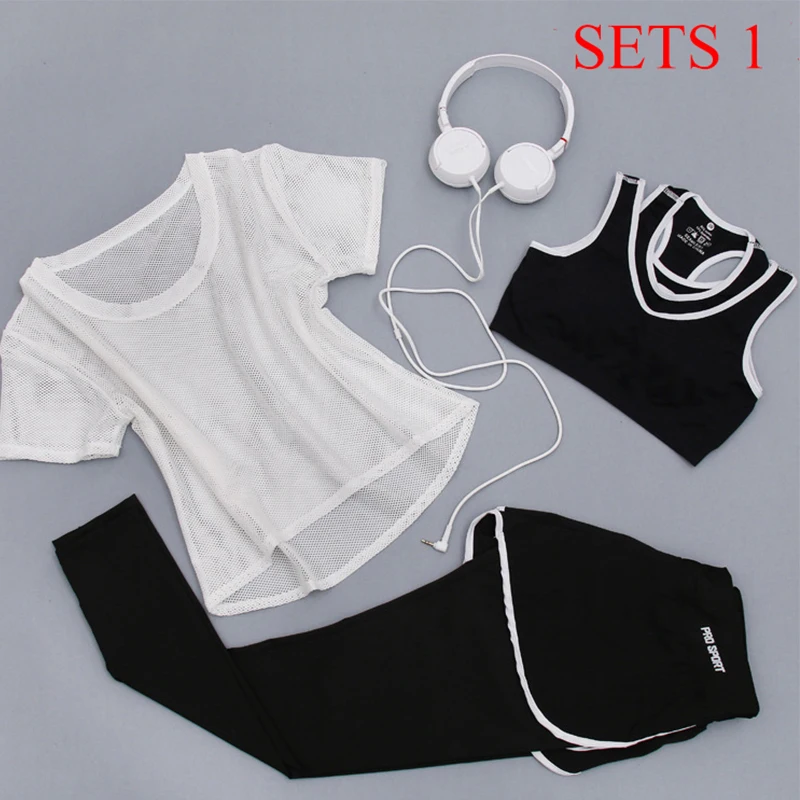 Women Sportwear 3 Pieces Suits Fitness Yoga Set T-Shirt&Bra&Shorts Sport Set Gym Clothes Sport Wear Training Suit Running,ZF197