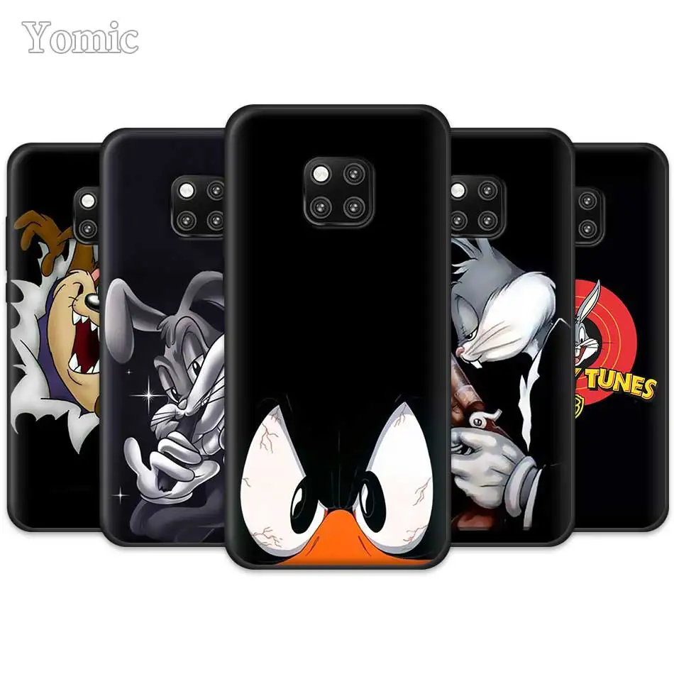 

Bugs Bunny Looney Tunes Black Silicone Phone Cases for Huawei Mate 20 Pro 10 20 Lite Honor 20 Lite 20 Pro P20 P30 Pro Case Cover