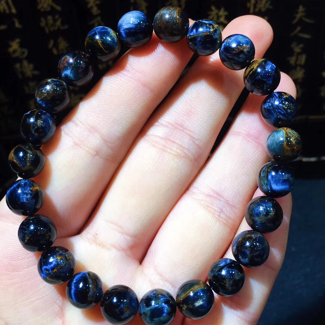 

B39321 8.5mm Natural 100% Namibia Pietersite Red Beads Gemstone Round Bead Bracelets Man Women