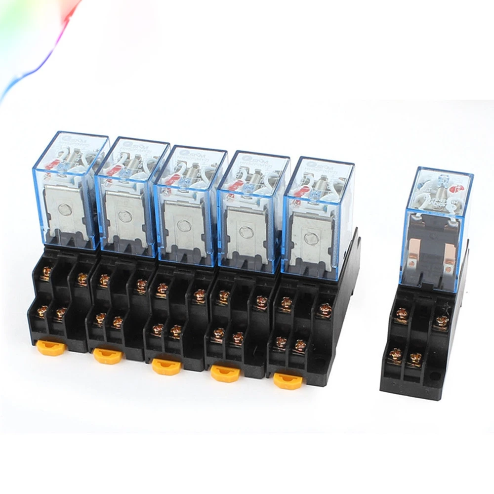 

6 Pcs AC 110/120V Coil 8Pins DPDT 35mm DIN Rail Electromagnetic Power Relay