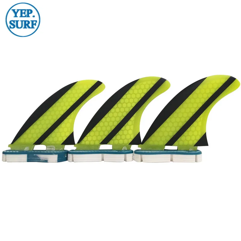 SUP Board Double Tabs M Fin Fibreglass yellow Fins Surfboard Free Shipping |