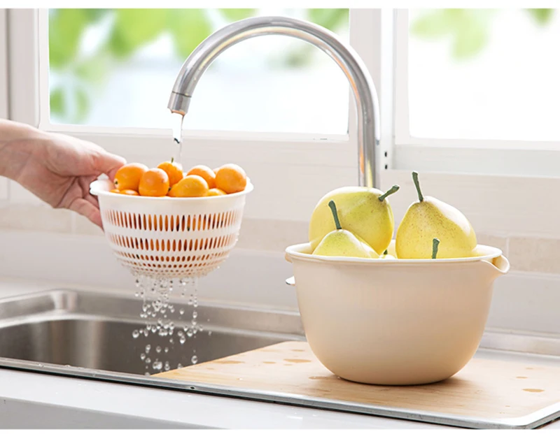 LIYIMENG Multifunctional Washing Double Layer Drain Basket Vegetables Fruit Storage Organizer B4