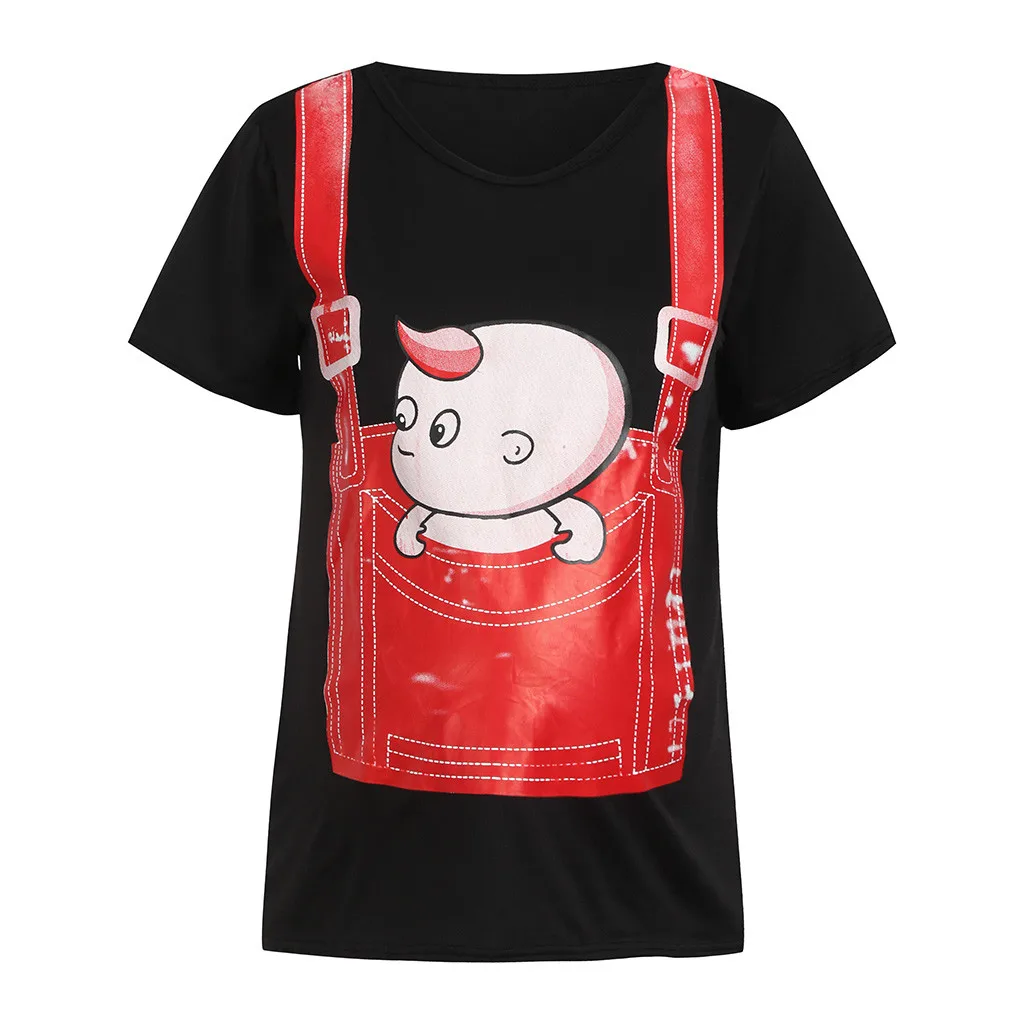 Женский летний топ с короткими рукавами для беременных женщин с рисунком из мультфильма; одежда для грудного вскармливания; забавная футболка