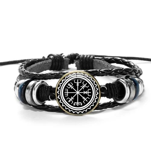 SONGDA винтажный браслет Viking Vegvisir Compass для мужчин нордические руны символ Одина амулет кожаный браслет ручной вязки драгоценный камень браслет - Окраска металла: Style 5