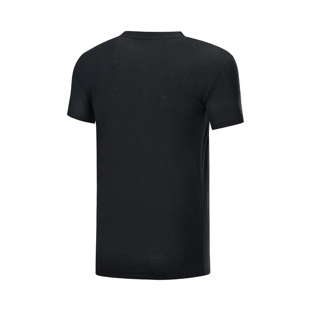 Li-Ning Мужская футболка для бега S/S Топ ATDRY AT BACTERIA 85% полиэстер 15% шерсть Стандартная посадка подкладка Спортивная футболка ATSP123 MTS3085