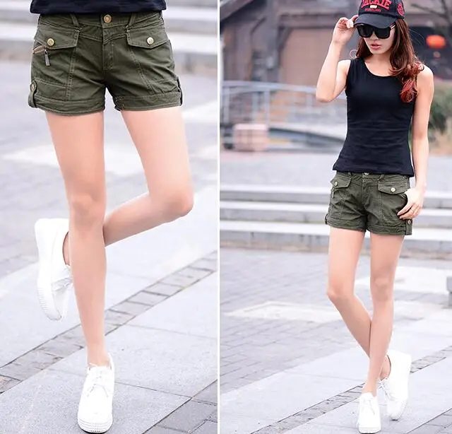ladies army shorts