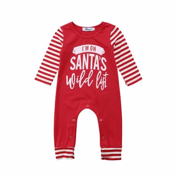 

Newborn Baby Girl Boy Clothing Christmas Long Sleeve Santa Striped Romper Cotton Casual Letter Jumpsuit Clothes Baby Girls 0-24M