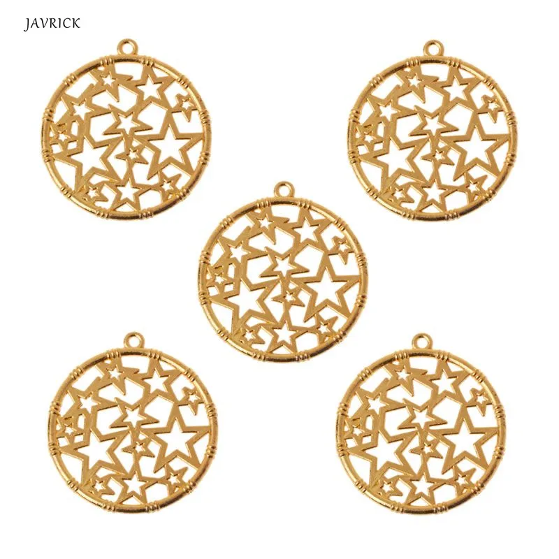 

5Pcs Round Star Blank Frame Pendant Open Bezel Setting UV Resin Jewelry Making