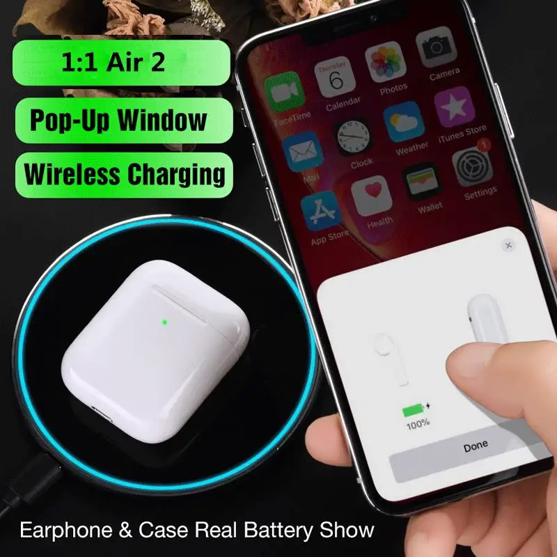

Kuulee New Pop-up Windows TWS Bluetooth Headphones Replica 1:1 Air2 Wireless Headphones Earphone for Phone free shipping