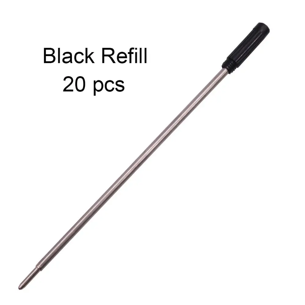 Горячая ручка 3 шт. или заправка 1,0 мм 20 шт. металлическая деловая офисная Подарочная вывеска шариковая ручка письменная ручка чрезвычайно Красивая новая канцелярская - Цвет: Black Refill 20 pcs
