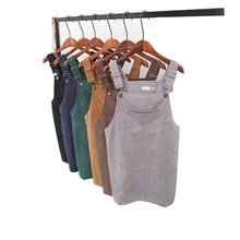 Autumn Winter Dress Women Korean Fashion Vintage Sundress College Wind Corduroy Loose Strap Dress Female Midi Dresses 7 Colors