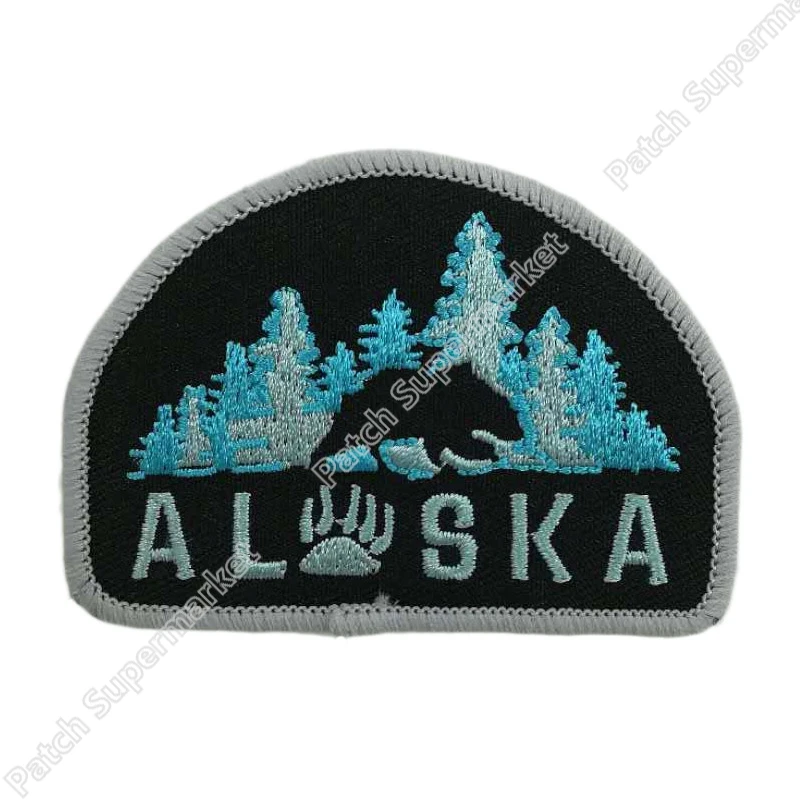 

Alaska The Last Frontier Patch Bear Travel Badge US Embroidered Iron On Applique