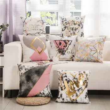 

Geometric Bronzing Cushion Cover Pillow Decorative Pillowcase Cojines Decorativos Para Sofa Housse De Coussin 40630